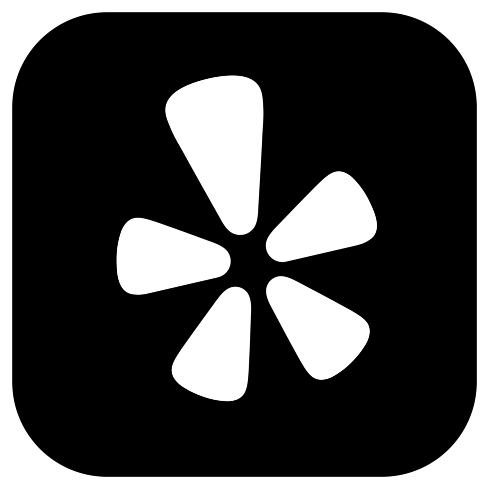 Yelp logo in black and white