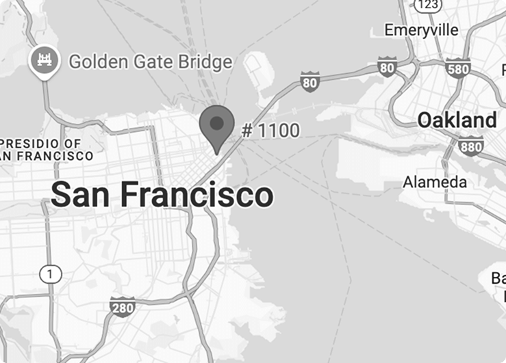 Black and white map of the North Bay in San Francisco. Link opens in new window for Google map location of VHT office.