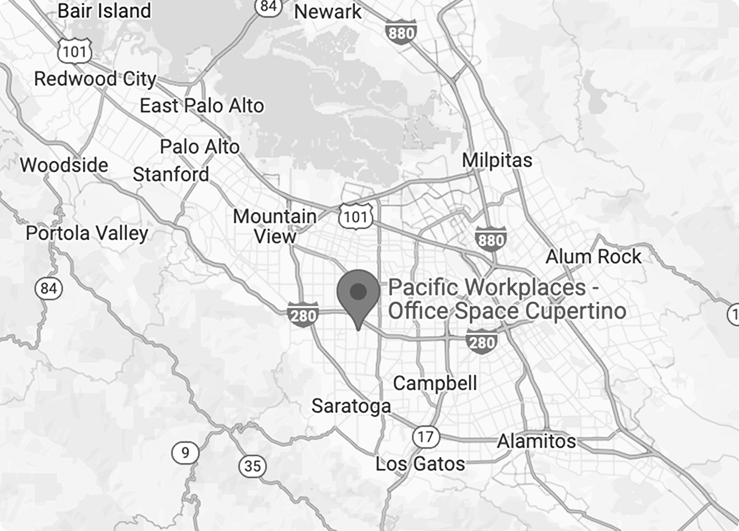Black and white map of the East bay in San Francisco. Link opens in new window for Google map location of VHT office.